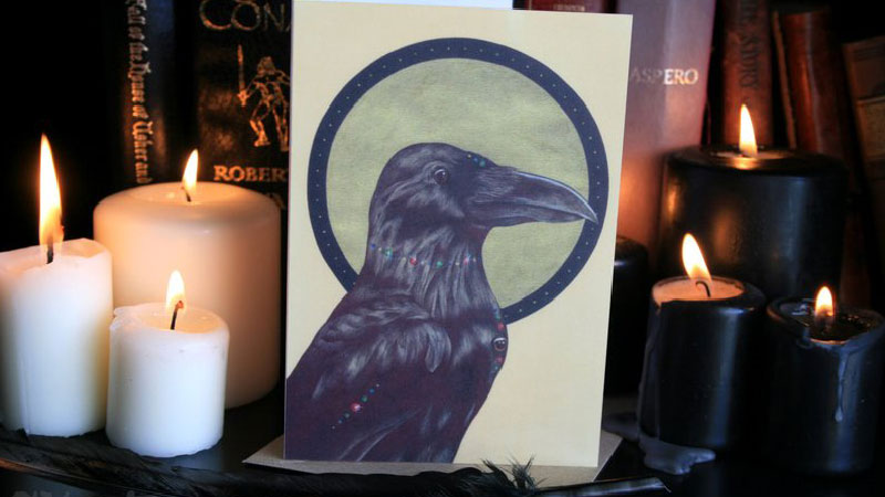 Illustration of a crow. Species closely related to dark cults